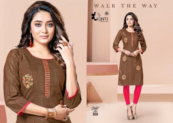 Kinti Silver Line 3 Designer Cotton Embroidery Kurti 